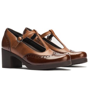 JucaZapatos - Pitillos 30501 - TOPO - Gilda picados combinada en charol con napa Topo 2