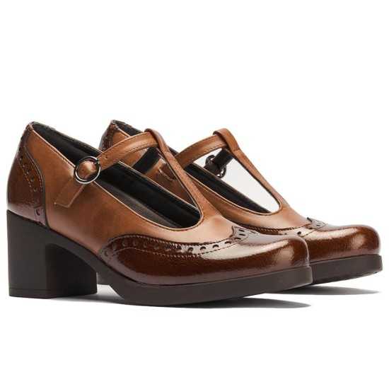 JucaZapatos - Pitillos 30501 - CUERO - Gilda picados combinada en charol con napa Cuero