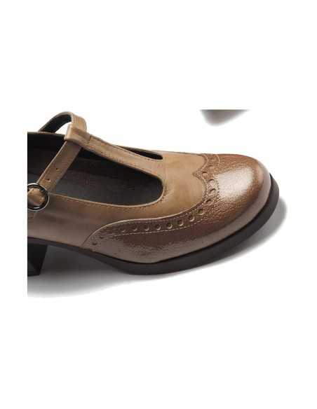 JucaZapatos - Pitillos 30501 - TOPO - Gilda picados combinada en charol con napa Topo