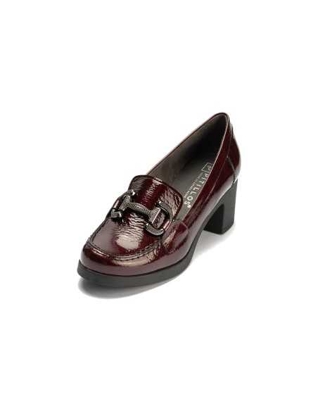 JucaZapatos - Pitillos 30502 - BURDEOS - Mocasin en Charol con Adorno Burdeos