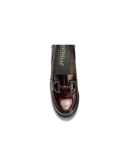JucaZapatos - Pitillos 30502 - BURDEOS - Mocasin en Charol con Adorno Burdeos