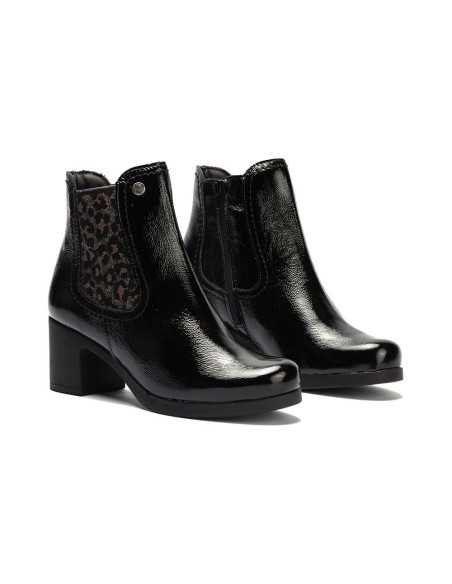 JucaZapatos - Pitillos 30504 - NEGRO - Botín chelsea en charol con elástico fantasía Negro