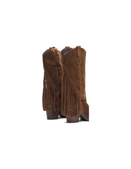 JucaZapatos - Pitillos 30520 - MARRON - Bota Alta con Flecos en Serraje Marrón