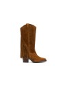 JucaZapatos - Pitillos 30520 - BRANDY - Bota Alta con Flecos en Serraje Brandy