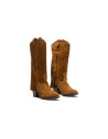 JucaZapatos - Pitillos 30520 - BRANDY - Bota Alta con Flecos en Serraje Brandy
