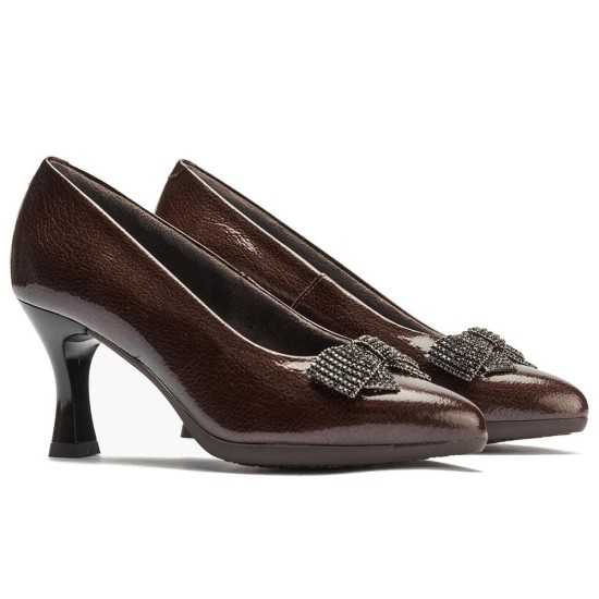 JucaZapatos - Pitillos 30531 - MARRON - Salon invertido en Charol con Lazo Marrón