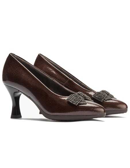 JucaZapatos - Pitillos 30531 - MARRON - Salon invertido en Charol con Lazo Marrón