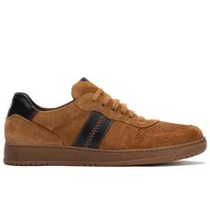 JucaZapatos - Pitillos 40530 - MARRON/CUERO/MARINO - Deportivo combinado tricolor en piel napa con cremallera Marrón-Cuero-Marino