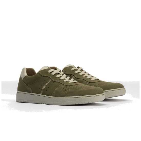 JucaZapatos - Pitillos 40330 - OLIVA - Deportivo para hombre en piel serraje y piel napa Oliva