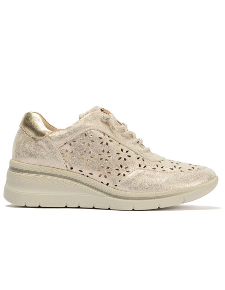 JucaZapatos - Pitillos 11112 - ORO - Deportivo con cuña y cordones elásticos en piel fantasía Oro