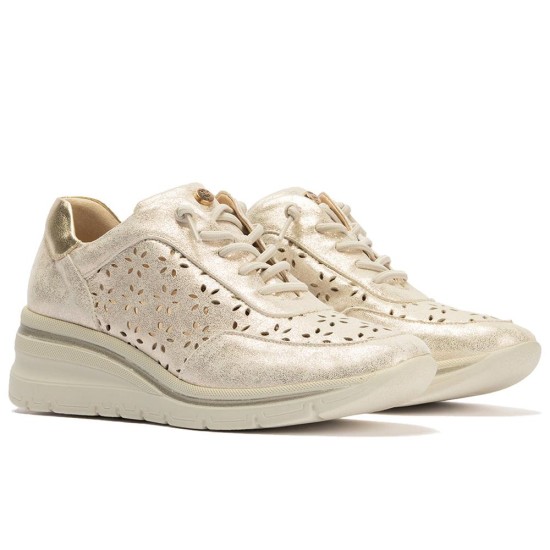 JucaZapatos - Pitillos 11112 - ORO - Deportivo con cuña y cordones elásticos en piel fantasía Oro