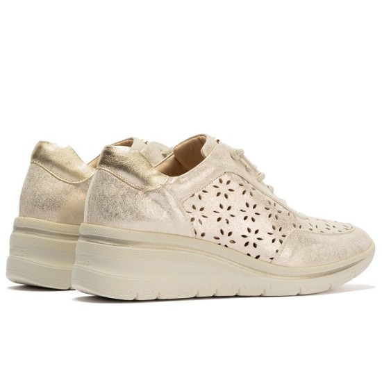 JucaZapatos - Pitillos 11112 - ORO - Deportivo con cuña y cordones elásticos en piel fantasía Oro