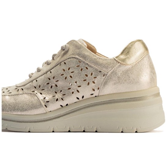 JucaZapatos - Pitillos 11112 - ORO - Deportivo con cuña y cordones elásticos en piel fantasía Oro