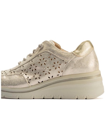 JucaZapatos - Pitillos 11112 - ORO - Deportivo con cuña y cordones elásticos en piel fantasía Oro