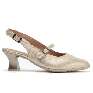 JucaZapatos - Pitillos 11183 - MARINO - Zapato salón destalonado con tacón medio, en piel laminada y pulsera Marino 2