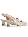 JucaZapatos - Pitillos 11183 - ORO - Zapato salón destalonado con tacón medio, en piel laminada y pulsera Oro