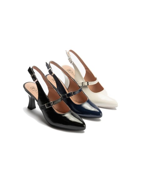 JucaZapatos - Pitillos 11190 - NEGRO - Zapato de salón destalonado con tacón alto, punta fina y pulsera Negro