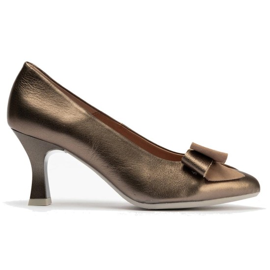 JucaZapatos - Pitillos 11192 - BRONCE - Zapato de salón con tacón alto, punta fina y detalle de lazo Bronce