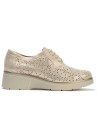 JucaZapatos - Pitillos 11240 - ORO - Blucher con cordones, cuña y piel fantasía Oro