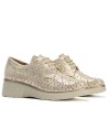 JucaZapatos - Pitillos 11240 - ORO - Blucher con cordones, cuña y piel fantasía Oro