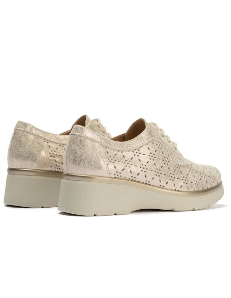JucaZapatos - Pitillos 11240 - ORO - Blucher con cordones, cuña y piel fantasía Oro