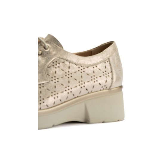 JucaZapatos - Pitillos 11240 - ORO - Blucher con cordones, cuña y piel fantasía Oro
