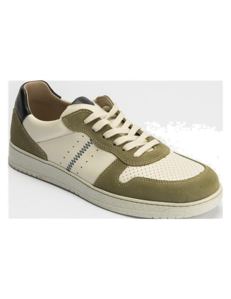 JucaZapatos - Pitillos 40331 - OLIVA - Deportivo para hombre en piel serraje y piel napa Oliva
