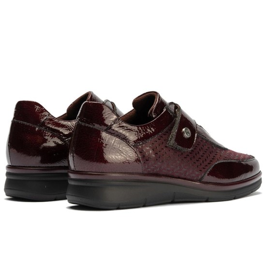 JucaZapatos - Pitillos 11504 - BURDEOS - Deportivo con Velcro combinado Charol con Lycra Burdeos