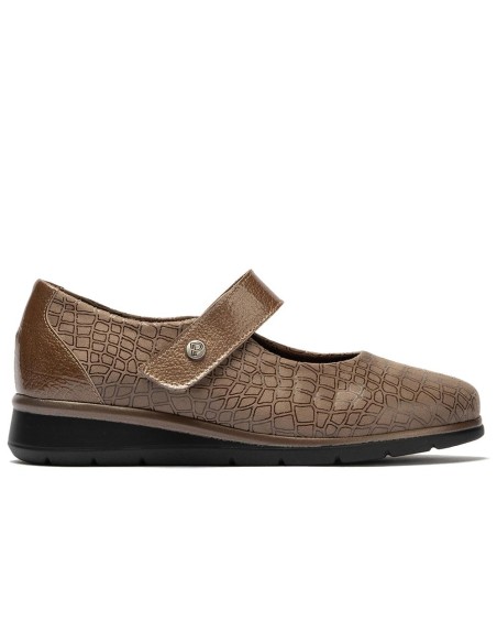 JucaZapatos - Pitillos 11513 - TOPO - Mercedes con velcro combinado lycra con charol Topo