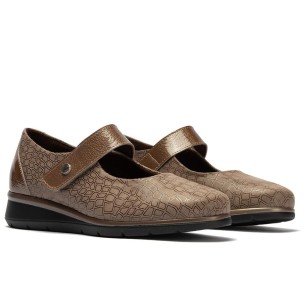Pitillos - 11513 - TOPO - Mercedes con velcro combinado lycra con charol Topo - 1 2