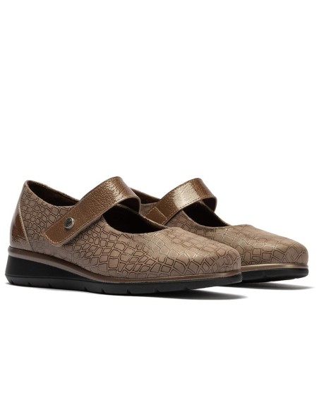 JucaZapatos - Pitillos 11513 - TOPO - Mercedes con velcro combinado lycra con charol Topo