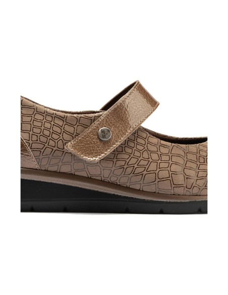 JucaZapatos - Pitillos 11513 - TOPO - Mercedes con velcro combinado lycra con charol Topo