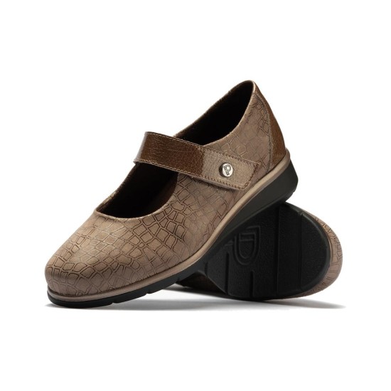 JucaZapatos - Pitillos 11513 - TOPO - Mercedes con velcro combinado lycra con charol Topo