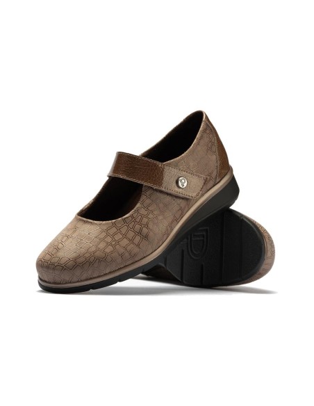 JucaZapatos - Pitillos 11513 - TOPO - Mercedes con velcro combinado lycra con charol Topo