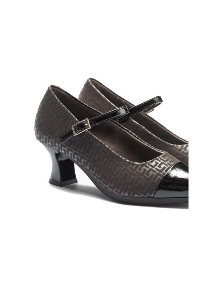 JucaZapatos - Pitillos 11684 - NEGRO/MARRON - Mercedes puntera combinado charol con fantasía Negro-Marrón
