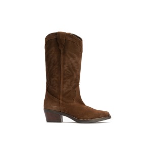 Pitillos - 30511 - MARRON - Bota Bordada en Serraje Marrón - 1
