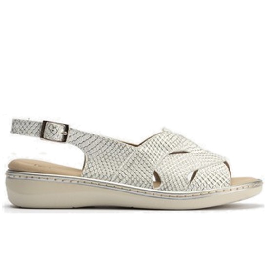 JucaZapatos - Pitillos 10301 - PLATA - Sandalia mujer con hebilla en piel combinada PLATA