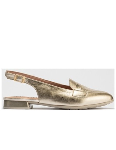 JucaZapatos - Pitillos 10500 - ORO - Mocasin talon abierto mujer con hebilla en piel laminado ORO