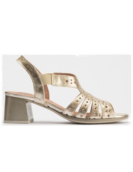 JucaZapatos - Pitillos 10530 - ORO - Sandalia mujer con elásticos en piel laminado ORO