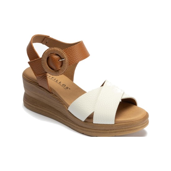 JucaZapatos - Pitillos 11052 - BLANCO - Sandalia con plataforma y tiras cruzadas en piel bombeada Blanco