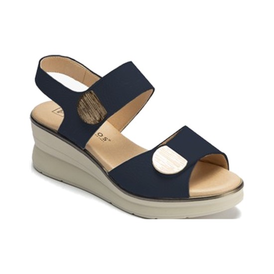 JucaZapatos - Pitillos 11064 - MARINO - Sandalia plataforma con doble velcro con toques metálicos