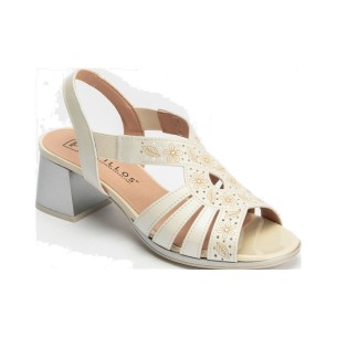 JucaZapatos - Pitillos 11052 - BLANCO - Sandalia con plataforma y tiras cruzadas en piel bombeada Blanco
