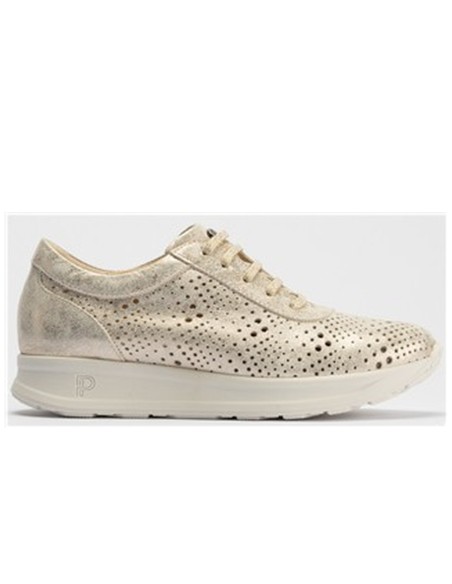 JucaZapatos - Pitillos 10410 - ORO - Deportivo cordones con picados mujer en piel fantasía ORO