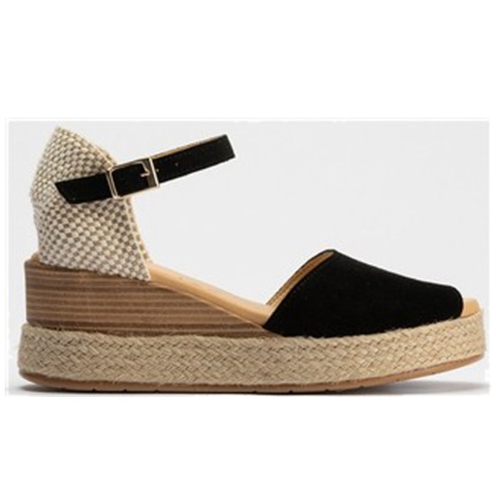 JucaZapatos - Pitillos 10590 - NEGRO - Valenciana mujer con hebilla en serraje NEGRO