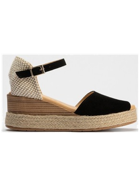 JucaZapatos - Pitillos 10590 - NEGRO - Valenciana mujer con hebilla en serraje NEGRO