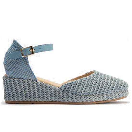 JucaZapatos - Pitillos 10620 - KAKI - Valenciana cuña pala mujer con hebilla en rafia VERDE