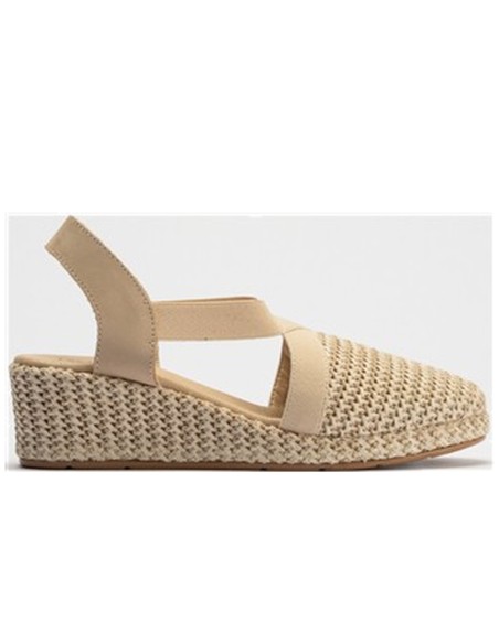 JucaZapatos - Pitillos 10623 - NATURAL - Valenciana mujer con elásticos en rafia BEIGE