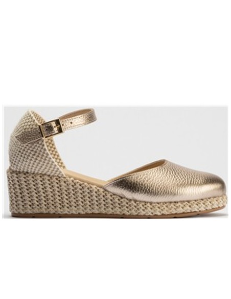 JucaZapatos - Pitillos 10624 - ORO - Valenciana mujer con hebilla en laminado ORO