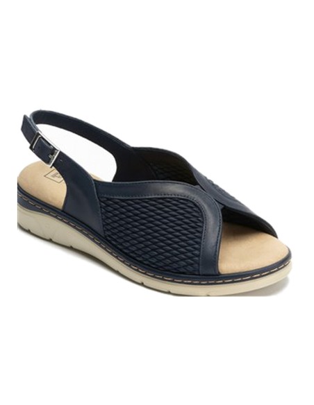 JucaZapatos - Pitillos 11004 - MARINO - Sandalia plana en piel charol y elástico Marino