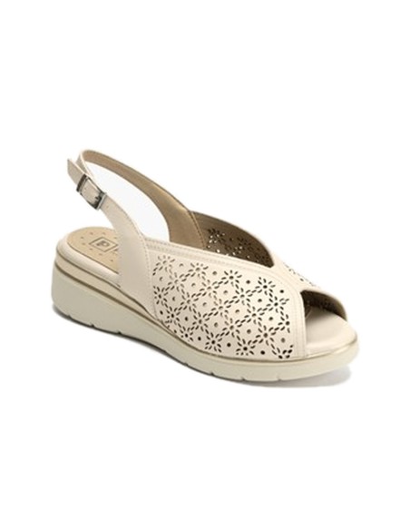 JucaZapatos - Pitillos 11040 - CREMA - Sandalia clásica cuña en napa lisa Crema